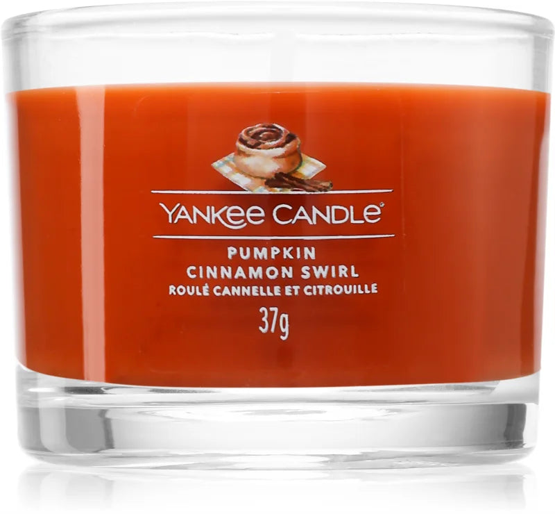 PUMPKING CINNAMON SWIRL - Yankee Candle - Candela Votive in Vetro COTTAGE GETAWAY